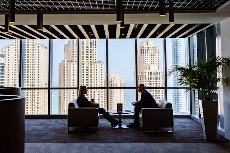 A man doing a consultation for a business idea in Dubai as a beginner, by myOffice
