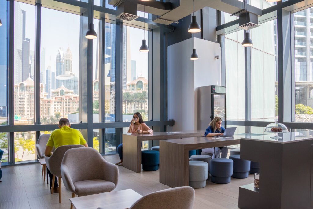 A coworking space in myOffice offering spacious layouts for freelancers.